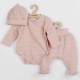 Set 3 piese: body cu maneca lunga pantalonasi cu botosei caciulita Marime 62 Din bumbac 100% New Baby I am Pink