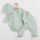 Set 3 piese: body cu maneca lunga pantalonasi cu botosei caciulita Marime 62 Din bumbac 100% New Baby I am Mint