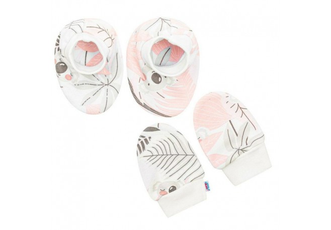 Set 2 piese: botosei manusi Marime 56 Din bumbac 100% New Baby Lovely Pink