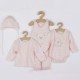 Set 4 piese: bluza body cu maneca lunga salopeta fara maneci caciulita Marime 56 Din bumbac 100% New Baby Sweet Bear Pink