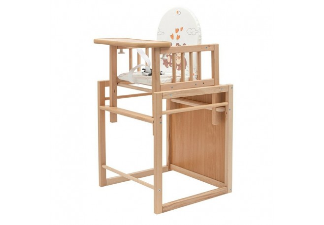 Scaun de masa 2 in 1 Din lemn Inaltime 93 cm Victory Natur New Baby