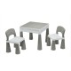 Set masuta si doua scaune pentru copii Grey and White Cu parte detasabila si reversibila Partea reversibila pentru Lego Duplo Ne