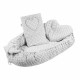 Set 3 piese Luxury Baby Nest cu doua fete Cu paturica si pernuta in forma de inima New Baby Minky Heart Grey
