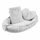 Set 3 piese Luxury Baby Nest cu doua fete Cu paturica si pernuta in forma de inima New Baby Minky Heart Grey