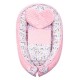 Set 3 piese Luxury Baby Nest cu doua fete Cu paturica si pernuta in forma de inima New Baby Minky Cranberries