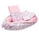 Set 3 piese Luxury Baby Nest cu doua fete Cu paturica si pernuta in forma de inima New Baby Minky Cranberries