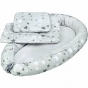 Set 3 piese Baby Nest Cu paturica si pernuta New Baby White/Grey stars