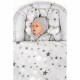 Set 3 piese Baby Nest Cu paturica si pernuta New Baby White/Grey stars