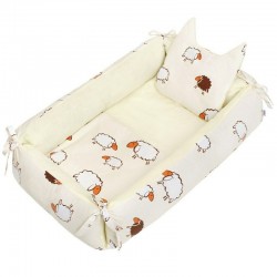 Set 3 piese Baby Nest multifunctional Cu paturica si pernuta cu urechi New Baby Sheep Beige