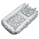 Set 3 piese Baby Nest multifunctional Cu paturica si pernuta cu urechi New Baby Cloud Grey