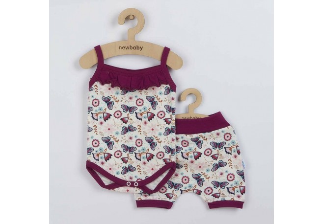 Set 2 piese pentru vara: pantaloni scurti body cu volanas Marime 56 Din bumbac 100% New Baby Little Girl