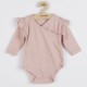 Set 2 piese: body cu maneca lunga si volanas pantaloni cu botosei Marime 62 Din bumbac 100% New Baby Practical Pink