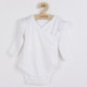 Set 2 piese: body cu maneca lunga si volanas pantaloni cu botosei Marime 56 Din bumbac 100% New Baby Practical White