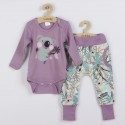 Set 2 piese: body cu maneca lunga pantaloni Marime 68 Din bumbac 100% New Baby Rebel Lilac
