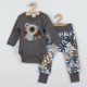 Set 2 piese: body cu maneca lunga pantaloni Marime 74 Din bumbac 100% New Baby Rebel Graphite