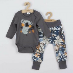 Set 2 piese: body cu maneca lunga pantaloni Marime 74 Din bumbac 100% New Baby Rebel Graphite