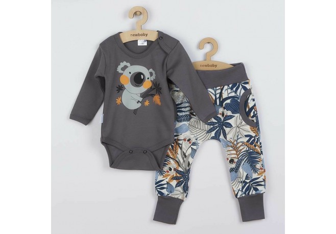 Set 2 piese: body cu maneca lunga pantaloni Marime 74 Din bumbac 100% New Baby Rebel Graphite
