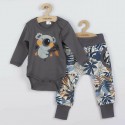 Set 2 piese: body cu maneca lunga pantaloni Marime 74 Din bumbac 100% New Baby Rebel Graphite