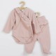 Set 2 piese: body cu maneca lunga si pantalonasi cu botosei Cu volanase Marime 56 Din bumbac 100% New Baby Stripes Pink