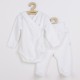 Set 2 piese: body cu maneca lunga si pantalonasi cu botosei Cu volanase Marime 62 Din bumbac 100% New Baby Stripes White