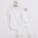 Set 2 piese: body cu maneca lunga si pantalonasi cu botosei Cu volanase Marime 62 Din bumbac 100% New Baby Stripes White