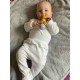 Set 2 piese: body cu maneca lunga si pantalonasi cu botosei Cu volanase Marime 62 Din bumbac 100% New Baby Stripes White