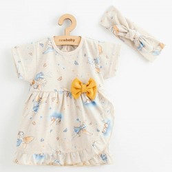 Set 2 piese: rochita pentru fetite cu fundita bentita pentru cap Marime 74 Din bumbac 100% New Baby Fairy