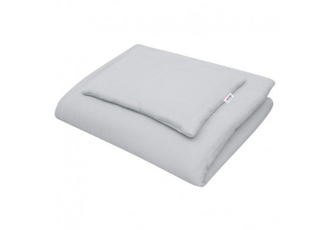 Lenjerie patut 2 piese Din Muselina Cu perna si pilota 100x70 cm Din materiale certificate Oeko Tex Standard 100 New Baby Light 