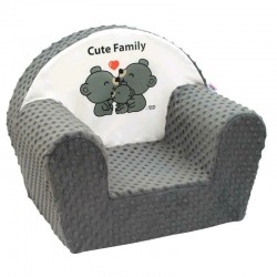 Fotoliu din burete pentru copii Din tesatura minky Cute Family New Baby 9 luni - 5 ani Cu Husa detasabila Gray