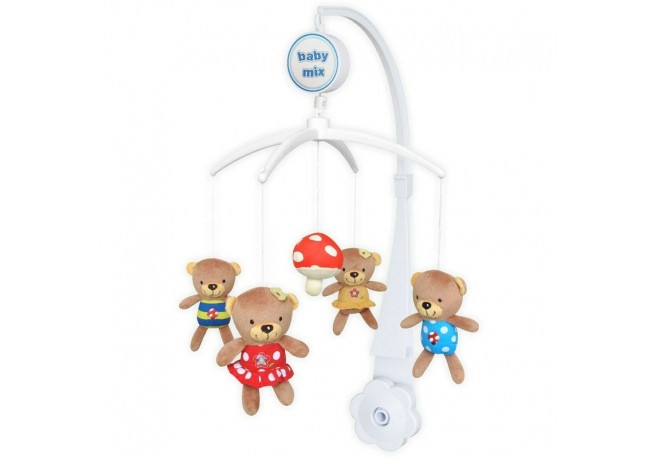 Carusel muzical pentru patut Cu 5 jucarii din plus Bears Baby Mix