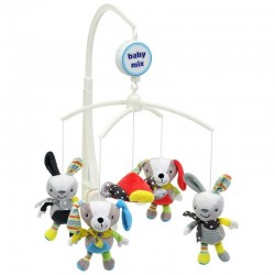 Carusel muzical pentru patut Cu 5 jucarii din plus Rabbits and Dogs Baby Mix