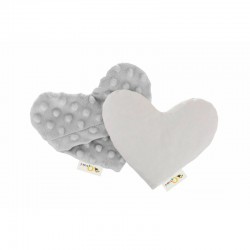Qmini - Pernuta anticolici umpluta cu samburi de cirese Cu doua fete In forma de inima Minky Light Grey