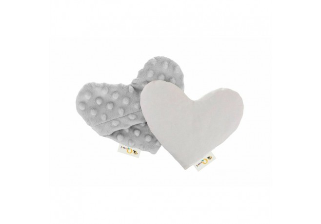 Qmini - Pernuta anticolici umpluta cu samburi de cirese Cu doua fete In forma de inima Minky Light Grey