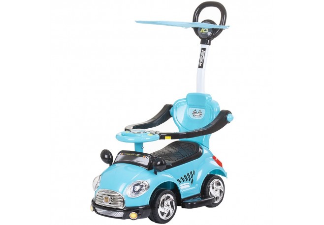 Masinuta de impins Chipolino Super Car blue cu maner si copertina