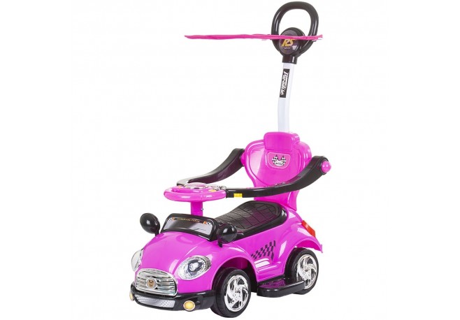 Masinuta de impins Chipolino Super Car pink cu maner si copertina
