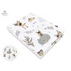 MimiNu - Cearceaf cu elastic pentru patut 120X60 cm Din bumbac certificat Oeko Tex Standard 100 Forest friends Grey/Beige