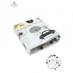 MimiNu - Cearceaf cu elastic pentru patut 120X60 cm Din bumbac certificat Oeko Tex Standard 100 Childrens Journey Grey