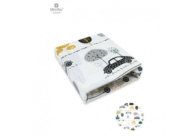 MimiNu - Cearceaf cu elastic pentru patut 120X60 cm Din bumbac certificat Oeko Tex Standard 100 Childrens Journey Grey