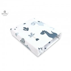 MimiNu - Cearceaf cu elastic pentru patut 120X60 cm Din bumbac certificat Oeko Tex Standard 100 Dino Granat