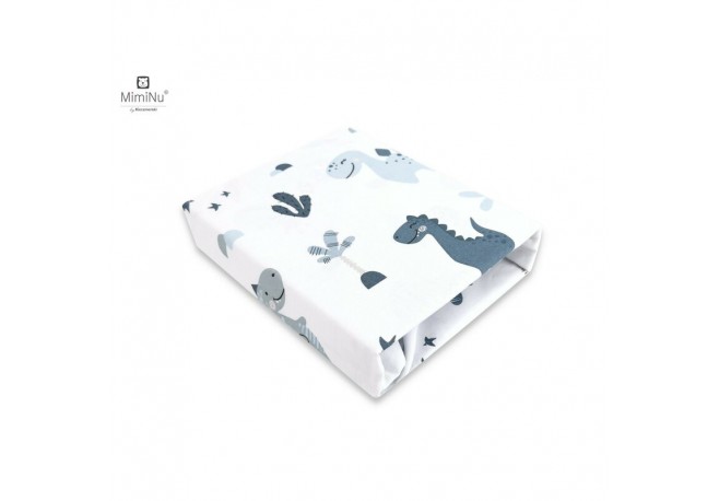 MimiNu - Cearceaf cu elastic pentru patut 120X60 cm Din bumbac certificat Oeko Tex Standard 100 Dino Granat