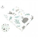 MimiNu - Cearceaf cu elastic pentru patut 120X60 cm Din bumbac certificat Oeko Tex Standard 100 Forest friends Grey/Mint