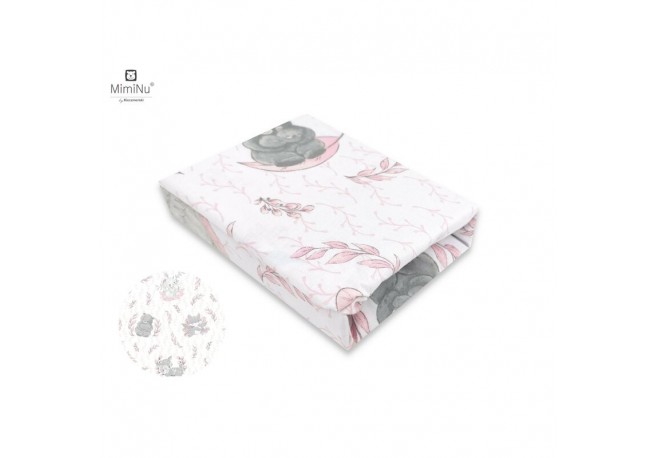MimiNu - Cearceaf cu elastic pentru patut 120X60 cm Din bumbac certificat Oeko Tex Standard 100 Lulu Rose