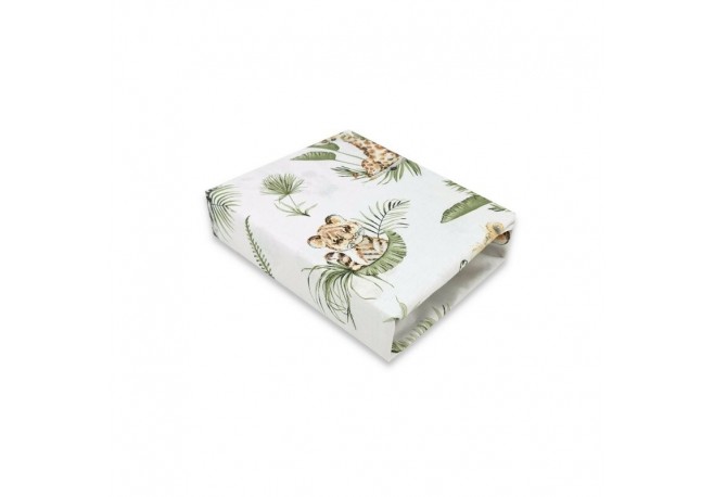 Qmini - Cearceaf cu elastic pentru patut 120X60 cm Din bumbac certificat Oeko Tex Standard 100 Safari