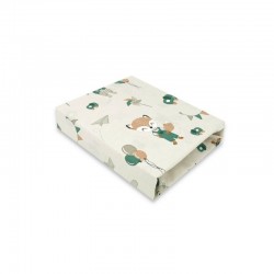 Qmini - Cearceaf cu elastic pentru patut 120X60 cm Din bumbac certificat Oeko Tex Standard 100 Fox and Rabbit Beige