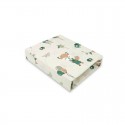 Qmini - Cearceaf cu elastic pentru patut 120X60 cm Din bumbac certificat Oeko Tex Standard 100 Fox and Rabbit Beige