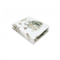 Qmini - Cearceaf cu elastic pentru patut 120X60 cm Din bumbac certificat Oeko Tex Standard 100 Elephants on Rainbow