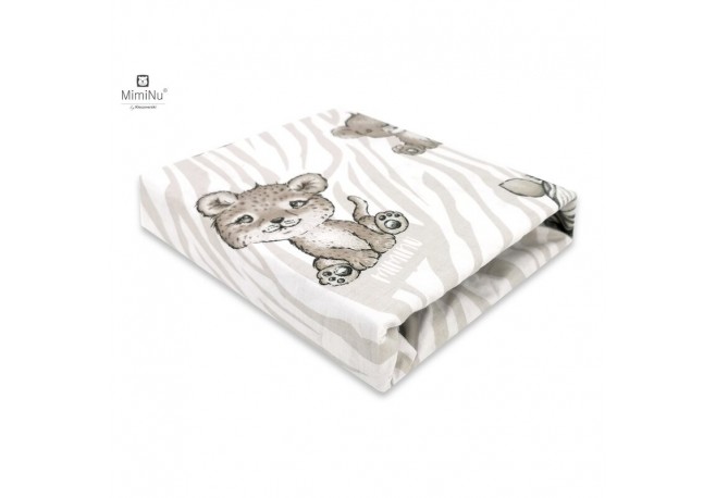 Miminu - Cearceaf cu elastic pentru patut 120X60 cm Din bumbac certificat Oeko Tex Standard 100 Safari Beige