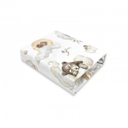 Qmini - Cearceaf cu elastic pentru patut 120x60 cm Din bumbac certificat Oeko Tex Standard 100 Teddy Bear and Friends Beige