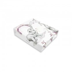 Qmini - Cearceaf cu elastic pentru patut 120x60 cm Din bumbac certificat Oeko Tex Standard 100 Elephants on Rainbow Pink