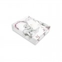 Qmini - Cearceaf cu elastic pentru patut 120x60 cm Din bumbac certificat Oeko Tex Standard 100 Elephants on Rainbow Pink